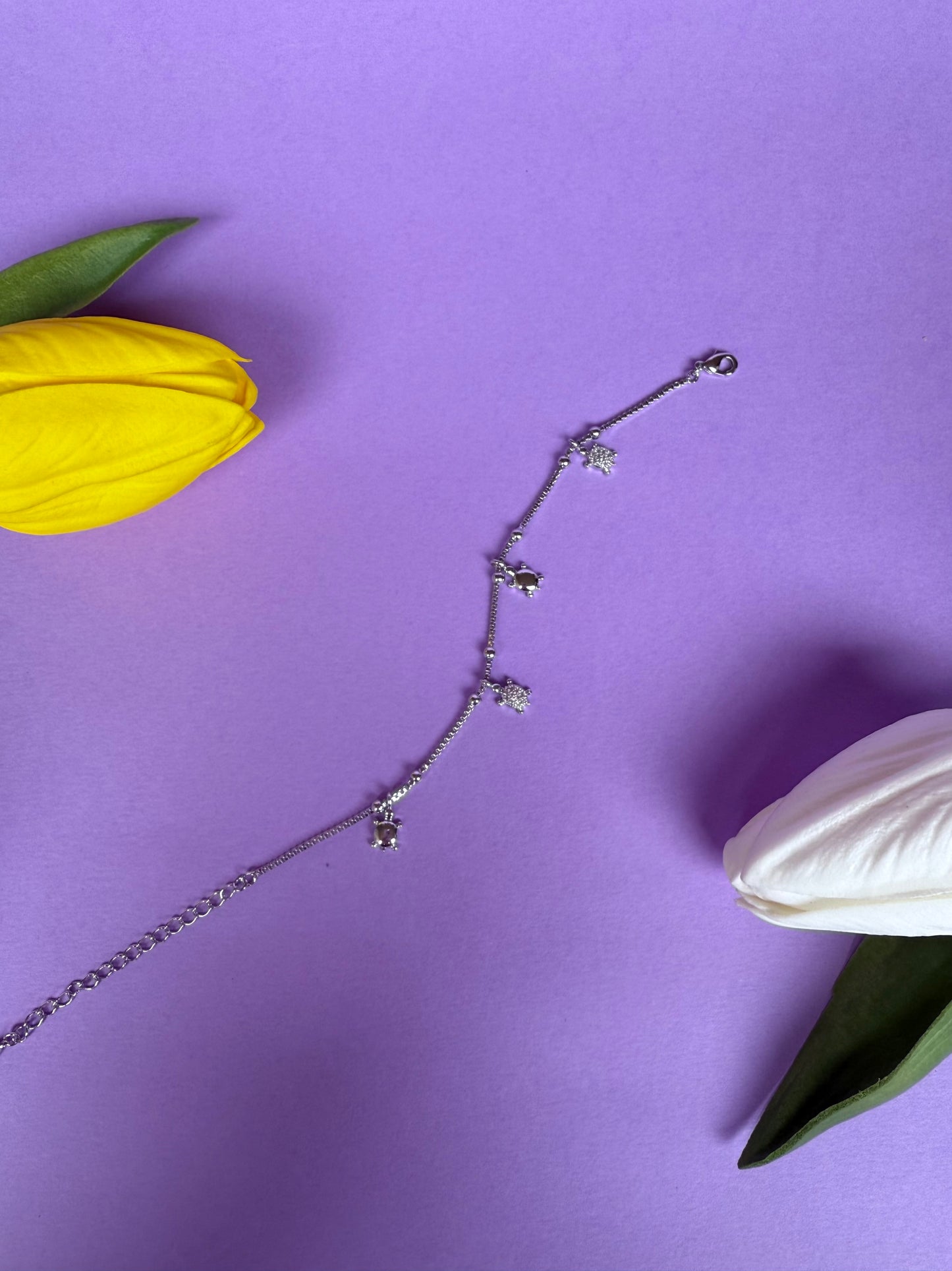 Bracciale Tarta in Acciaio Inossidabile con Charm a Forma di Tartaruga