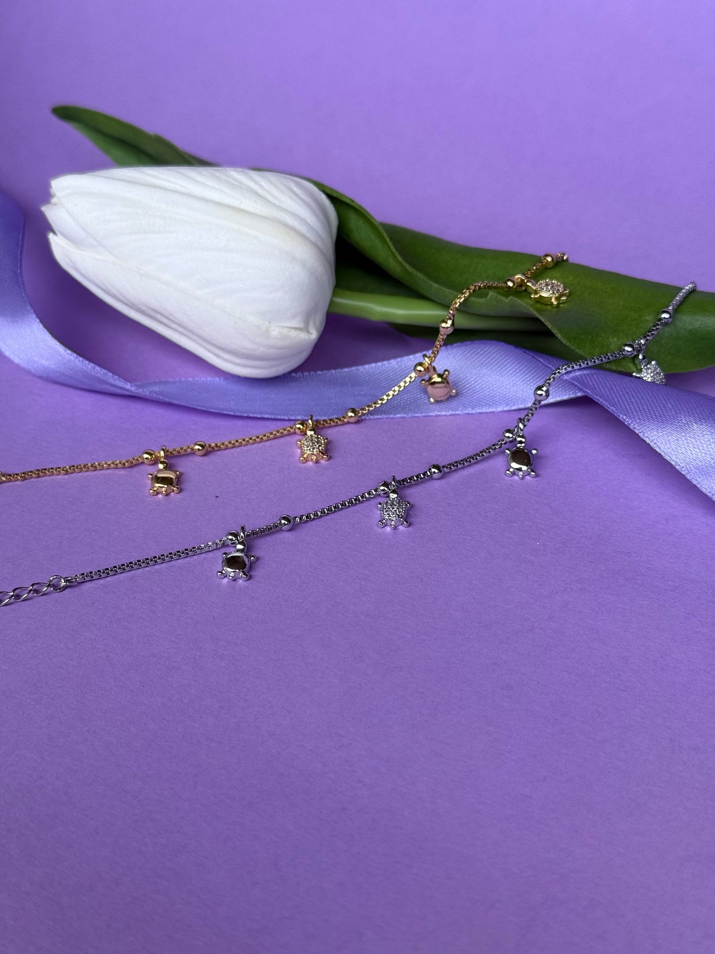 Bracciale Tarta in Acciaio Inossidabile con Charm a Forma di Tartaruga