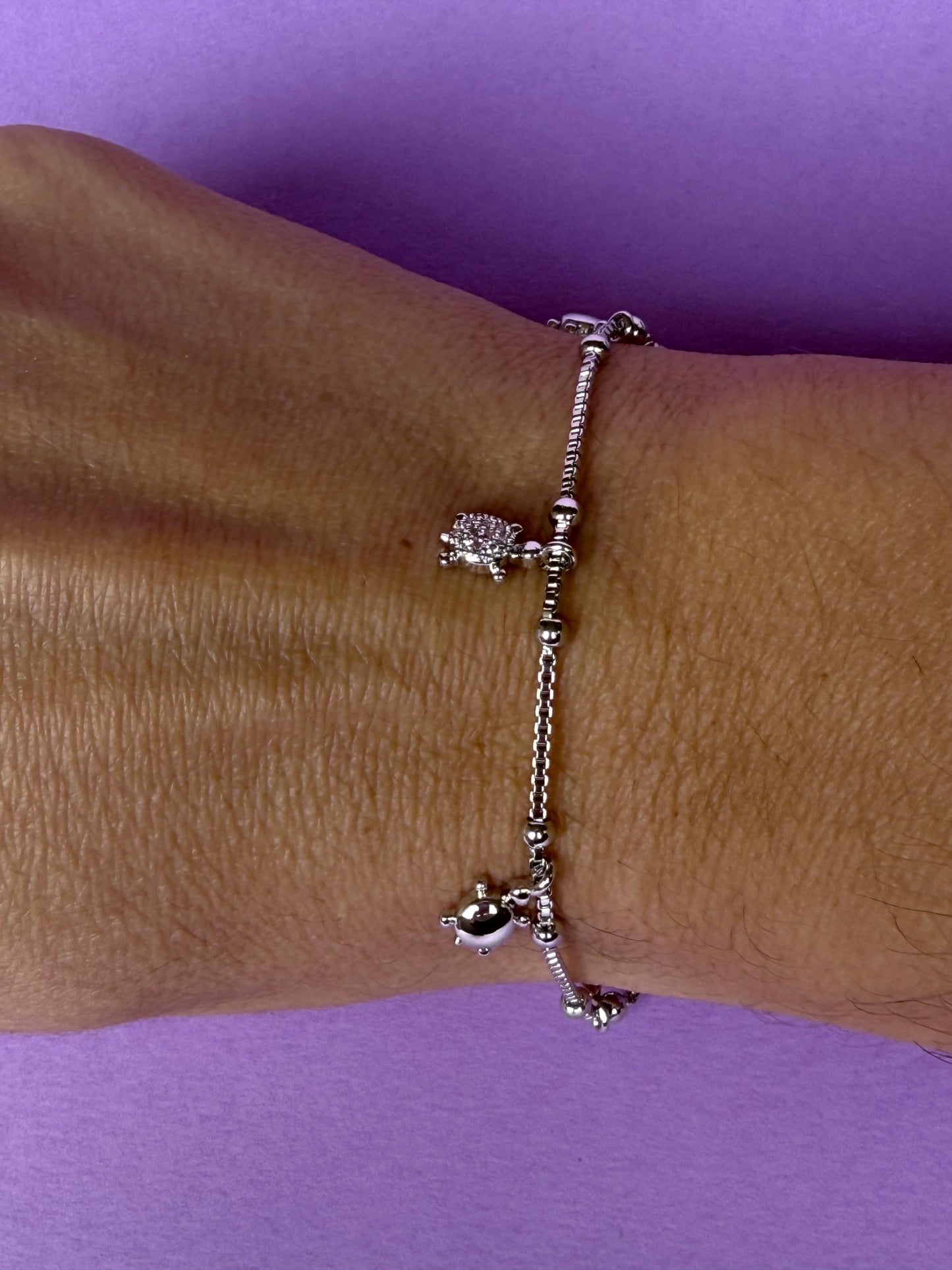 Bracciale Tarta in Acciaio Inossidabile con Charm a Forma di Tartaruga