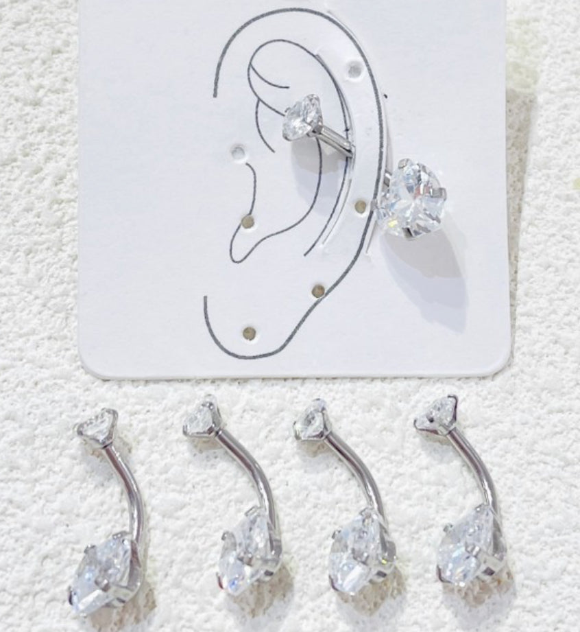 Piercing Ombelico Cuore di Cristallo