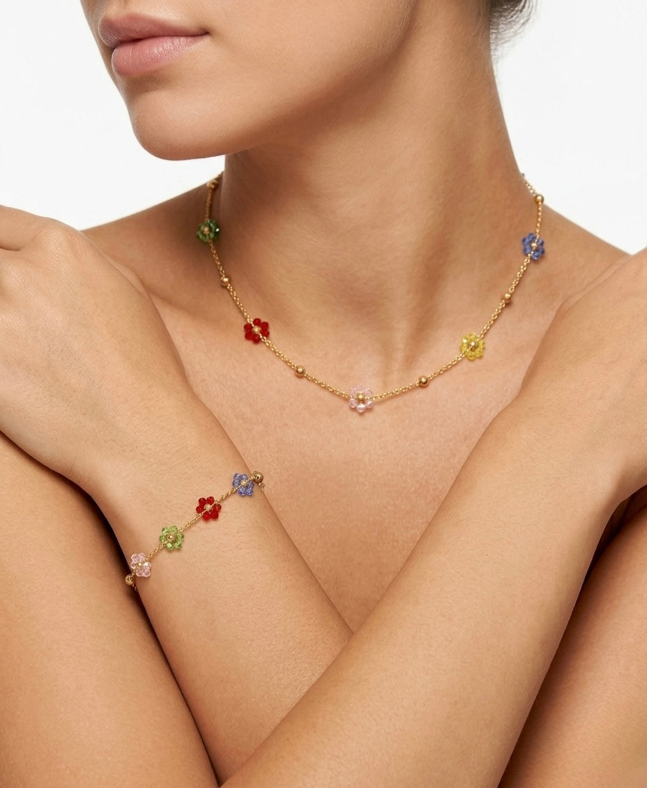 Set Margherita – Collana + Bracciale in Acciaio Inossidabile