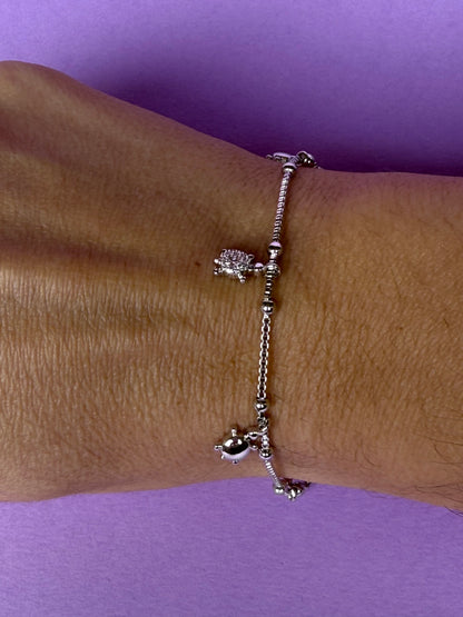Bracciale Tarta in Acciaio Inossidabile con Charm a Forma di Tartaruga