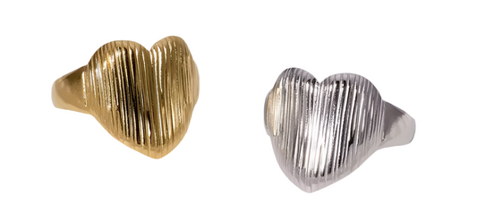 Anello Cuore Rigato