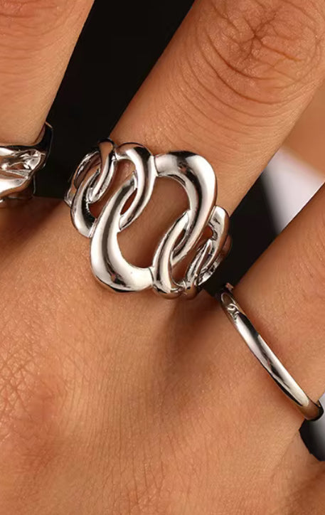 Anello Catena Bold Oversize in Acciaio Bestseller