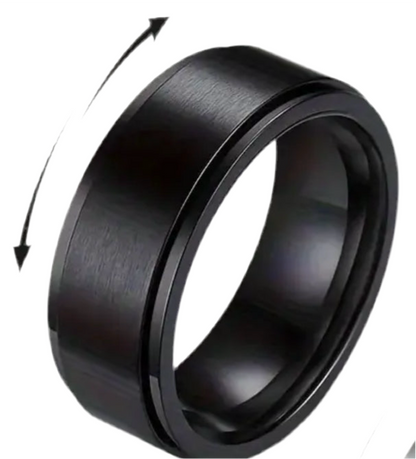 Anello Cesare Uomo con Fascia Rotante Antistress in Acciaio