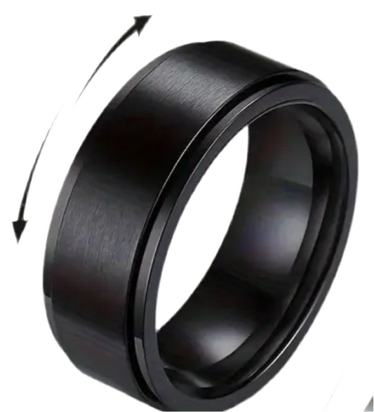 Anello Cesare Uomo con Fascia Rotante Antistress in Acciaio