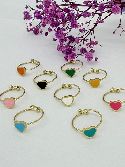 Anello Cuore Smaltato