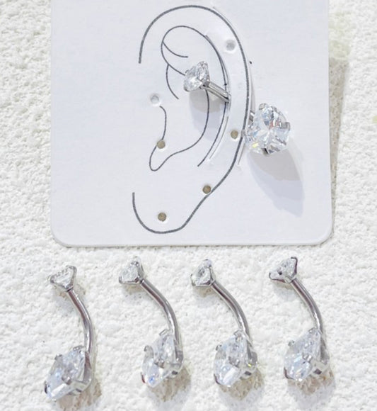 Piercing Ombelico Cuore di Cristallo