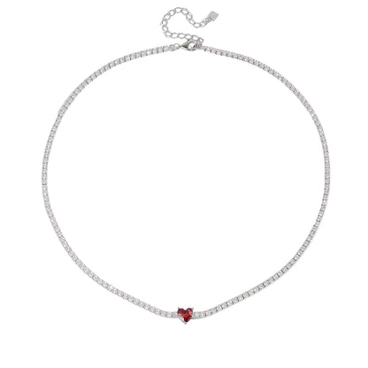 Collana Tennis (Rivièra) con Mini Cuore Colorato