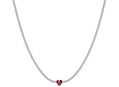 Collana Tennis (Rivièra) con Mini Cuore Colorato