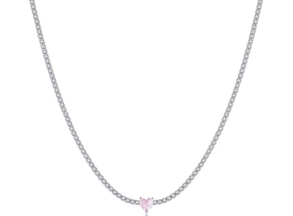 Collana Tennis (Rivièra) con Mini Cuore Colorato